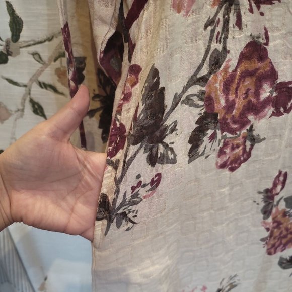 Minibee Asian Inspired Cotton Linnen Floral Dress Size Large NWT - Picture 7 of 10